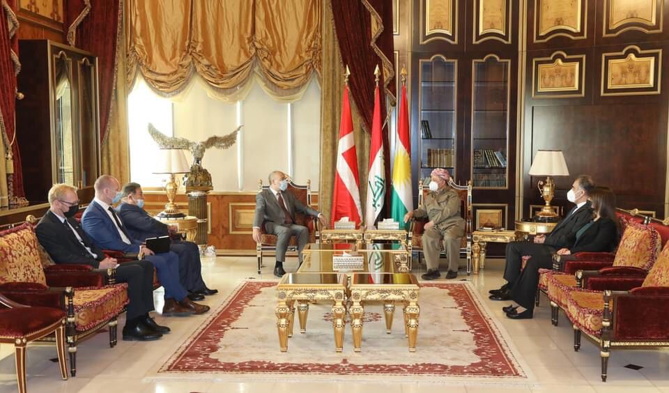 سەرۆک مەسعود بارزانی و ستيج پاولو بيراس، باڵیۆزی دانیمارک لە عێراق 